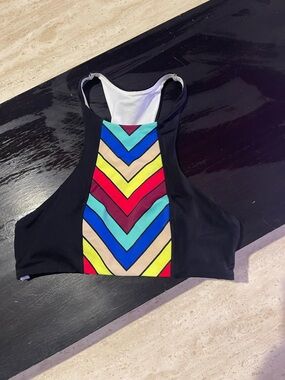 Victoria's Secret Black Racerback Tank with Multicolor Chevron Panel